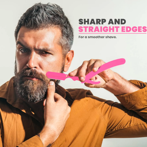 มีดโกนหนวดตัดผมขอบตรงสแตนเลส100% สีชมพูสำหรับมืออาชีพ100แพ็คใบมีดดีไซน์ปลอดภัยสำหรับการกำจัดขนตามร่างกายส่วนบุคคล - Product Image 6