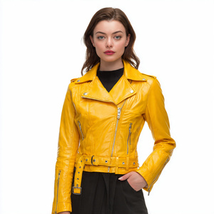 Blousons en cuir pour femmes OEM Letterman Fashion Wear Veste en cuir Top Ladies Motor Cycle Manteau en cuir pour femmes - Product Image 1