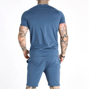 OEM personalizado 100% algodón de los hombres ropa de gimnasio Velour Slim Fit entrenamiento camisetas pantalones cortos Twinsets transpirable de talla grande estilo de impresión informal - Product Image 2