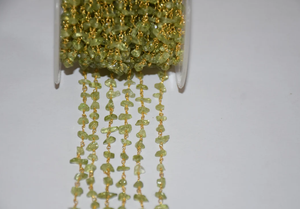 Belle chaîne de chapelet en copeaux non coupés, chaîne de chapelet enroulée en fil plaqué or, chaîne de perles en copeaux naturels non coupés pour la fabrication de bijoux - Product Image 6