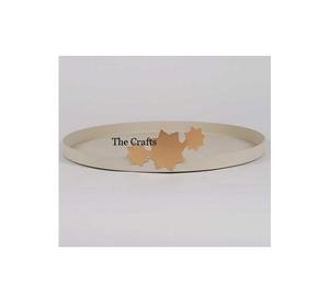 Plateau de service rond en fer avec poignées en bois, plateau de service de haute qualité pour chocolats, collations et aliments à prix avantageux - Product Image 4