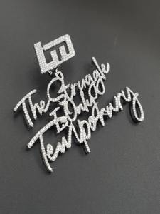 RB Gems Christian Hip Hop Jewelry Iced Carta personalizada Oro blanco VVS Diamante Número Nombre Inicial Logo Colgante - Product Image 2