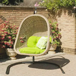 DL đu trứng ghế với đứng trong nhà ngoài trời wicker mây Patio giỏ treo ghế, công suất cho phòng ngủ ban công Patio