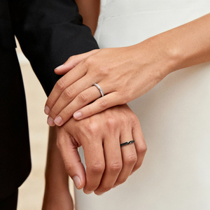 Jeulia Minimalist Matching <b>Couple</b> <b>Ring</b> Set in Sterling Silver - Product Image 5