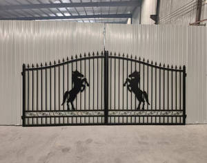 Portes de box pour chevaux de style européen, haute performance, 20 pieds, <span class=keywords><strong>portail</strong></span> <span class=keywords><strong>coulissant</strong></span> en <span class=keywords><strong>fer</strong></span> forgé, entrée sécurisée pour chevaux - Product Image 1