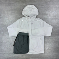 Conjunto Deportivo Personalizado Unisex de 2 Piezas, Chaqueta Cortavientos Reversible con Cremallera y Estampado, Transpirable, de Nailon, Tallas Grandes, Pantalones Cortos Deportivos