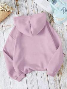 Sweat à capuche lavande surdimensionné unisexe de couleur unie pull en molleton de coton épais hiver Streetwear vêtements en gros pour les femmes - Product Image 2