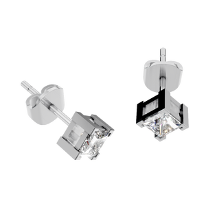 ต่างหูทองคำแท้ 14K ประดับเพชรโมอิสซาไนต์ทรงเจ้าหญิง 1 กะรัต 4.3 มม. ตัวเรือนแบบสี่ขา ระดับความสะอาด VVS1 สี D ของขวัญสำหรับผู้หญิง เครื่องประดับ - Product Image 4