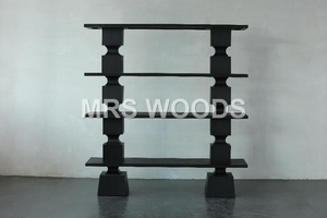 MRS WOODS legno riciclato libreria nera di alta qualità Design moderno vetrina per soggiorno - Product Image 2