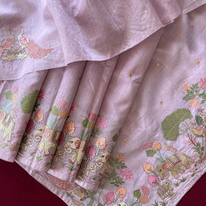 Última colección de Saree de tela de seda Tushar, diseño rosa con todo el trabajo de bordado de estilo forestal para ropa de fiesta de mujer - Product Image 2