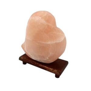 โคมไฟเกลือสีชมพูรูปหัวใจโรแมนติกโคมไฟเกลือหิมาลายันแกะสลักด้วยมือฐานไม้ - Product Image 3