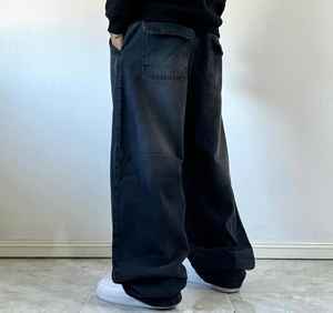 Jeans Baggy Droits de Qualité Supérieure, Pantalons de Mode Streetwear, Coupe Entièrement Ample, Logo Personnalisé Tissé, Lavé - Product Image 4