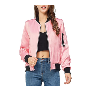 Chaqueta Universitaria de Punto de Poliéster Satinado 100% de Alta Calidad con Logotipo Personalizado al por Mayor, Impermeable y Transpirable para Mujer - Product Image 5