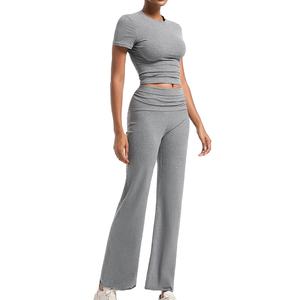 Conjunto de 2 Piezas para Mujer, Camiseta de Manga Corta y Pantalones Cortos por Encima de la Rodilla, Casual, 100% Algodón - Product Image 5