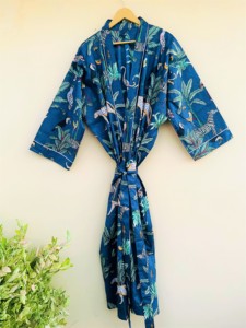 Robes Kimono légères 100% coton pour femmes Robe de chambre imprimée de style indien Peignoirs décontractés - Product Image 4