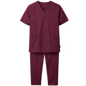 Uniforme médical de soins infirmiers uni à manches courtes et col en V, prix abordable - Product Image 1