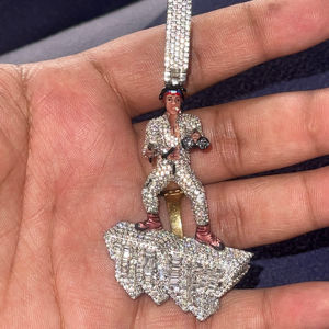 3.50Ct Cut Real Moissanite Bunny Cartoon Pendant 14K Two Tone Gold Plated Diamond Charming para fiestas Fine Pendants Charms - Product Image 1