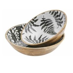 Bol à salade en bois avec motif émaillé imprimé, dernière collection, pour la restauration et la vaisselle domestique - Product Image 6