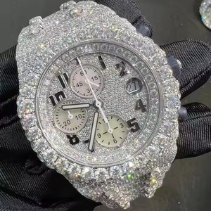 Relojes de Lujo Personalizados de Acero Inoxidable Estilo Hip Hop, Movimiento Mecánico, Diamantes VVS Moissanite, Estilo Completamente Engastado, a la Moda, para Exportación - Product Image 5