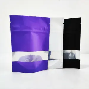 定制透明儿童防3.5印花哑光聚酯薄膜袋模切黑白1磅克1g防臭6x9聚酯薄膜3.5袋带窗口