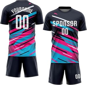 Ensemble d'uniformes de football respirants de haute qualité personnalisé bleu rose jaune vert couleur kits de vêtements de football d'équipe pour hommes - Product Image 1