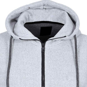 Sweat à capuche zippé haut de gamme pour homme, bicolore gris et anthracite, en polaire, style streetwear urbain de luxe - Product Image 4