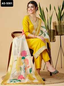 Indian Ethnic Wear Viscose Chinon Material Ready to Wear Salwar Kameez <b>Suit</b> with Sequence Codding Embroidery Work Salwar <b>Suit</b> - Product Image 5