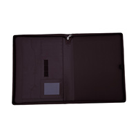 Porte-cartes multifonctionnel A4 PU à fermeture à glissière Porte-cartes mémo Note Padfolio Folder Document Case Organizer Business