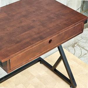 BD68112 Small 80x50cm Computer PC <b>Desk</b> with Drawers Z-Shaped Iron Legs <b>Shelf</b> for Bedroom or Workshop - Product Image 4