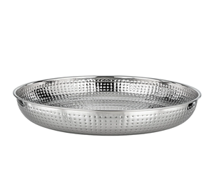Engraved Silver Stainless Steel Round Food Serving Platter Dish With Lid Decorative Food Serving For Wedding Party Dining Decor - Product Image 3