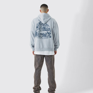 Logo personnalisé surdimensionné épaule tombante grande taille sweats à capuche pour hommes français éponge cordon impression Logo poids lourd à capuche pour hommes - Product Image 6