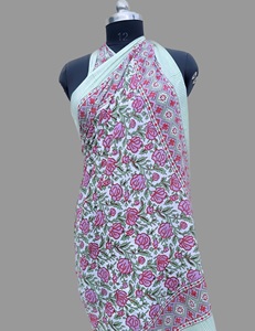 100% pur coton sarongs pour femmes plage dissimulation paréo fête porter écharpe à la mode sarong bloc imprimé sarong - Product Image 4