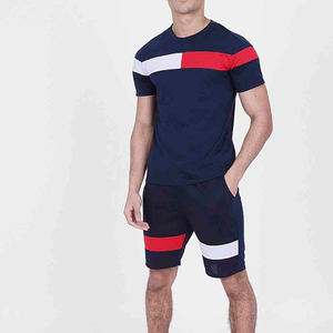 Conjuntos de 2 Piezas de Ropa Deportiva para Hombre con Logotipo Personalizado, Camisetas de Manga Corta con Estampado de Tinta + Pantalones Cortos, Trajes Deportivos Casuales para Hombre - Product Image 1