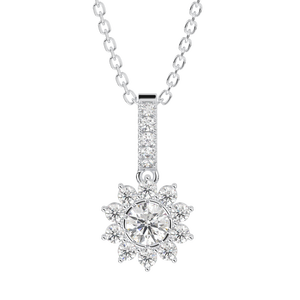 Collar con colgante de joyería fina de Plata de Ley 925 de diseño vintage Chapado en oro con forma de flor piedra de circón hecho a mano regalo de Vietnam - Product Image 2