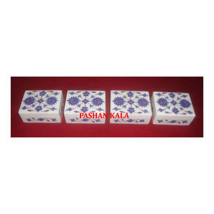 Boîte à bijoux incrustée de marbre naturel en nacre Boîte à bijoux incrustée de marbre blanc de qualité en forme de rectangle faite à la main - Product Image 1