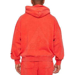 Sweat à capuche vieilli direct d'usine grande taille pour hommes conception personnalisée hiver couleur unie col à capuche couleur unie sweat teint uni - Product Image 4