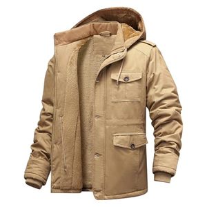 Chaqueta <span class=keywords><strong>de</strong></span> invierno para hombre con capucha desmontable, forro polar grueso, ropa <span class=keywords><strong>de</strong></span> trabajo, cálida, <span class=keywords><strong>de</strong></span> algodón, para exteriores, talla grande, para hombres corpulentos. - Product Image 1