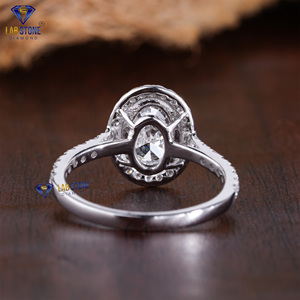 Anillo de oro blanco con diamantes de corte ovalado y redondo TDW 3.028 de Lab-Stone / Moonshine Sparkling Ring/color de la EF-VS - Product Image 4