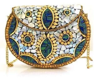 Bolso de mano de calidad de tendencia india de metal mosaico para bolso de noche boda despedida de soltera disponible en el mejor suministro - Product Image 5