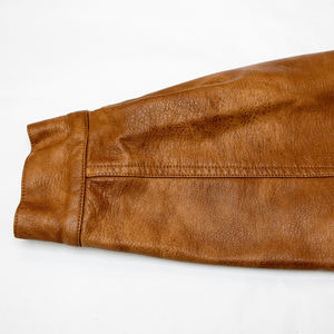 Veste en cuir brun ciré, style décontracté d'hiver, avec col rond et ourlet ajustable, respirante, imperméable, unisexe - Product Image 3