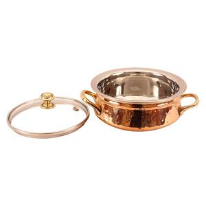 Olla de Acero Puro con Tapa de Vidrio y Asa de Latón, Elegante Vajilla para Servir - Product Image 6