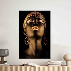 Toile imprimée : Art mural élégant représentant une femme africaine en or, TOILE ENVELOPPEE - Product Image 1