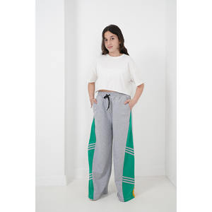 Girls' Double-Layered Flared Striped Jogger Pants with Long <b>Fabric</b> - Product Image 6