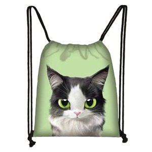 3D กระเป๋าหูรูดพิมพ์ลายหัวแมวน่ารักกระเป๋าช้อปปิ้งสำหรับเด็กผู้หญิงกระเป๋าช้อปปิ้งอเนกประสงค์แบบพกพา - Product Image 3