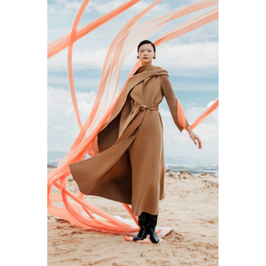 เสื้อคลุมยาวผ้าแคชเมียร์สีขาวหรูหราสำหรับผู้หญิงเสื้อคลุมยาวผ้าแคชเมียร์ขน80% สไตล์ใหม่สำหรับ20% - Product Image 1