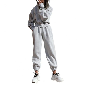 Chándal polar de algodón para mujer ropa deportiva con capucha y cremallera de gran tamaño - Product Image 3