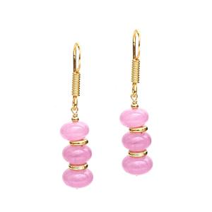 Boucles d'oreilles pendantes en améthyste lavande Design plaqué or fait à la main avec des perles entretoises Bijoux élégants en pierres précieuses violet clair pour femmes - Product Image 2