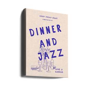 Impresión en Lienzo de Estilo Minimalista, Diseño de Naturaleza Muerta con Temática de Fiesta Nocturna Jazz - Product Image 1