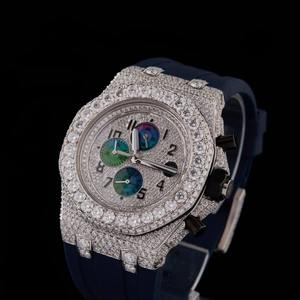 นาฬิกาข้อมือแฟชั่นสไตล์ฮิปฮอป สายยางประดับเพชรโมอิสซาไนต์ สำหรับผู้ชายมืออาชีพ ราคาดีที่สุด หรูหรา - Product Image 3