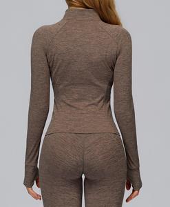 Chaqueta de Yoga Deportiva para Mujer de Alta Calidad al por Mayor, Chaqueta de Yoga de Manga Larga con Cremallera y Logotipo Personalizado - Product Image 3